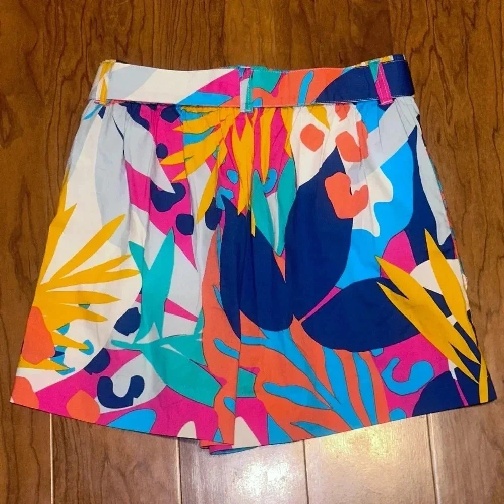 J. Crew Reimagined Multicolor Tropical Print Tie High Waist Shorts size 26 - Picture 2 of 4